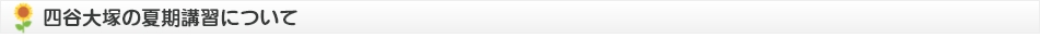 四谷大塚の夏期講習について