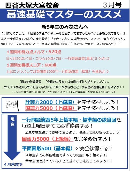 ５年生高速基礎マスターのススメ