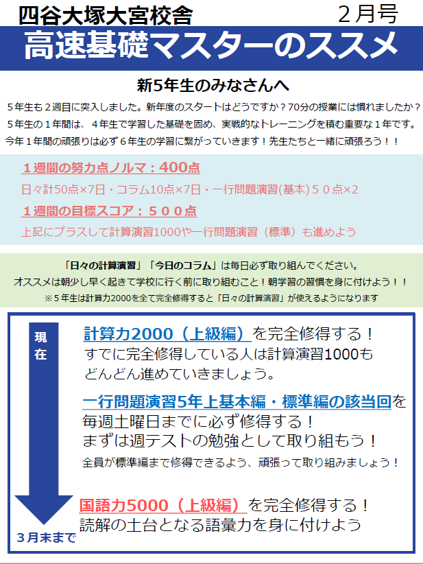 ５年生高速基礎マスターのススメ