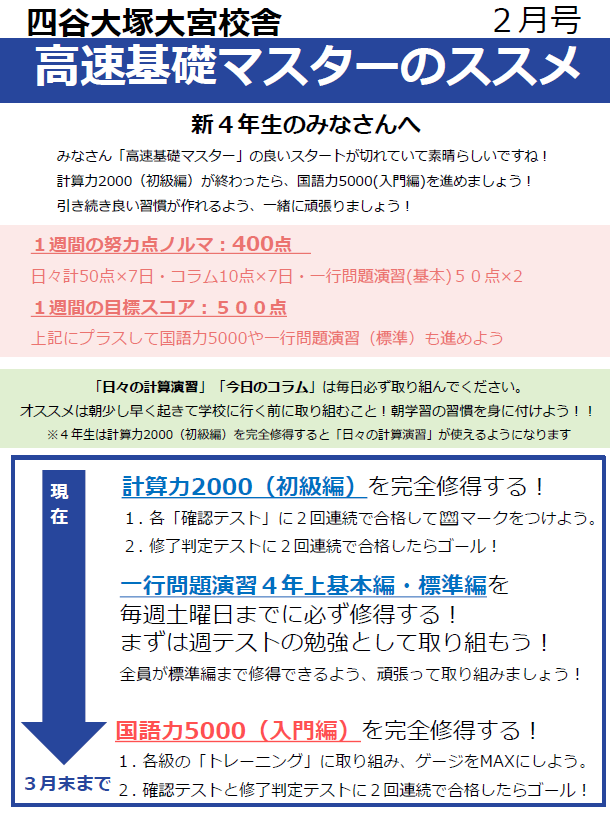 ４年生高速基礎マスターのススメ