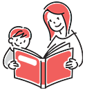 本を読む保護者