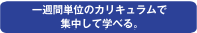 一週間単位のカリキュラムで集中して学べる